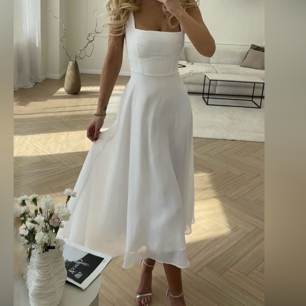 Commense White Midi Dress